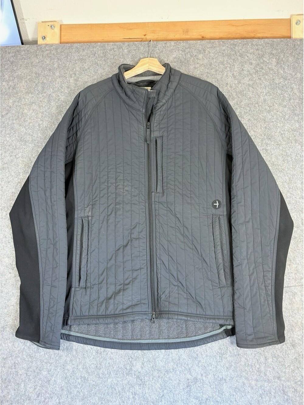 Relwen vertical Insulator Jacket stretch gray black quilted Zipper mens 2XL